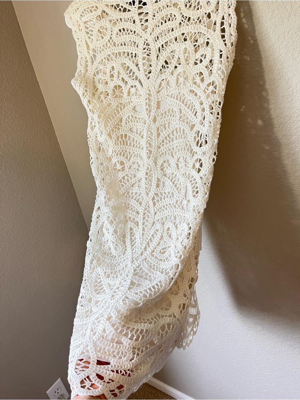 BCBGMAXAZRIA Beti Crochet Dress XXS Gardenia Ivory Boho Bridal Beach Mini - Picture 7 of 10